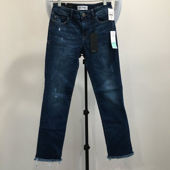 NWT DL1961 Ravine Wash Smart Denim MARA Straight Ankle Fray Hem Distressed Jeans - Picture 9 of 14